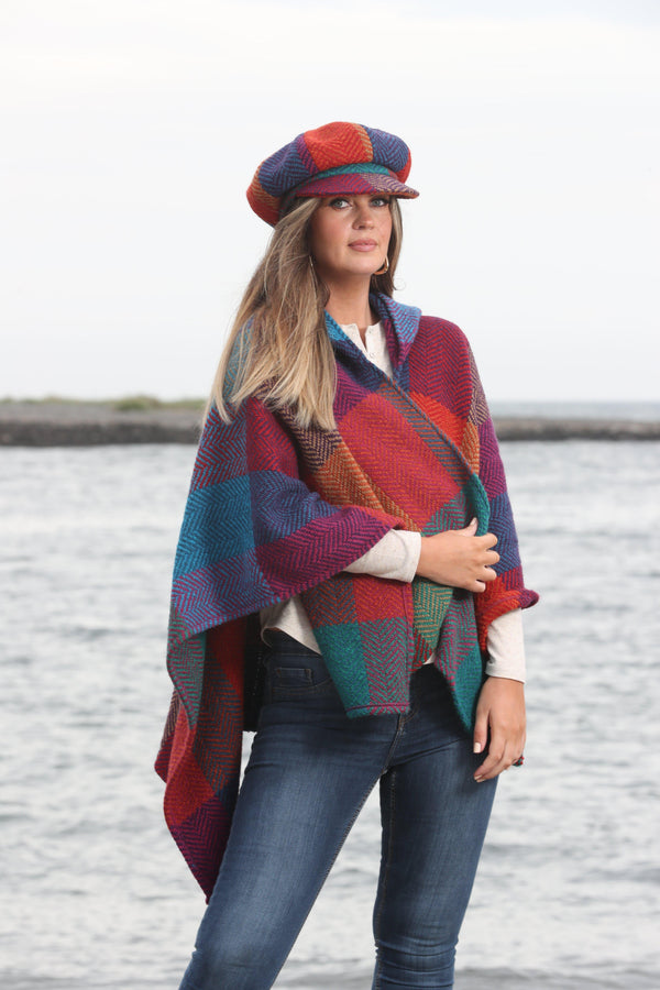 Aoife Poncho Donegal Red