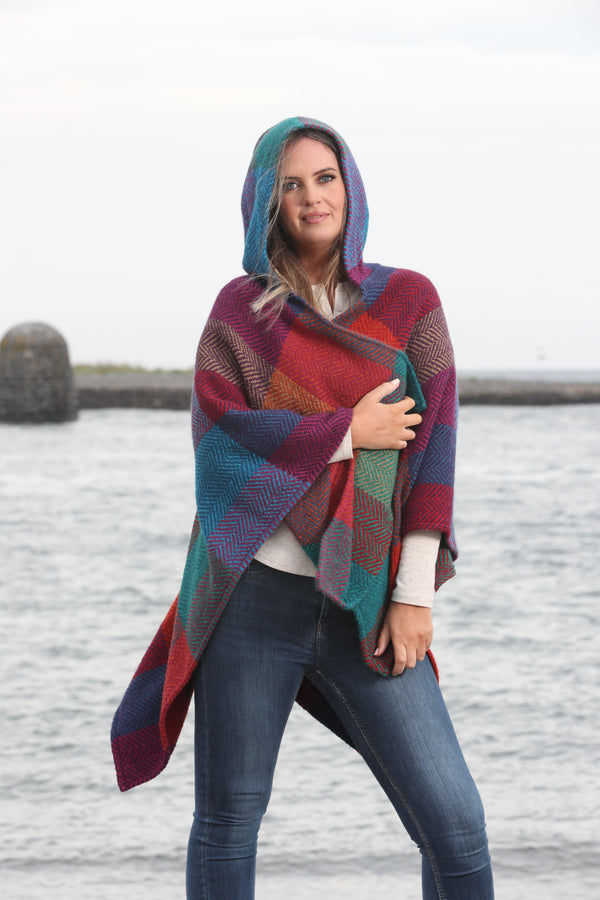 Aoife Poncho Donegal Red