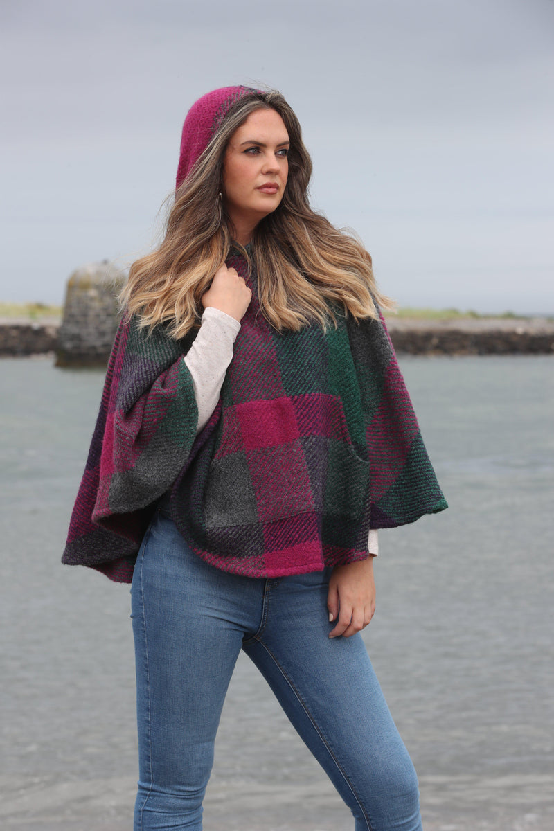 Hoodie Poncho Kildare Multi Mulberry