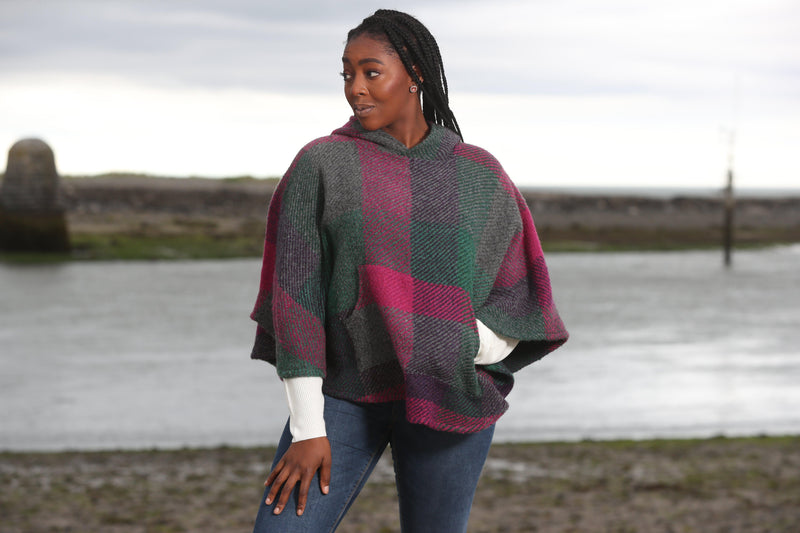 Hoodie Poncho Kildare Multi Mulberry