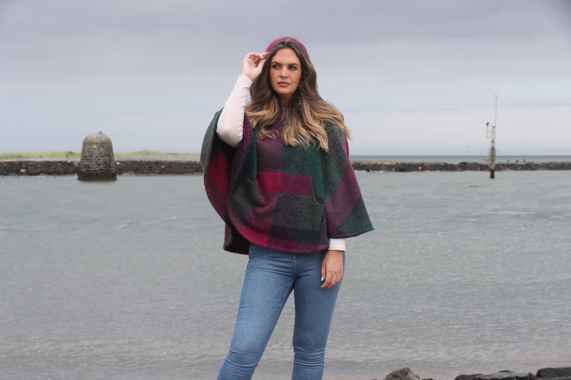 Hoodie Poncho Kildare Multi Mulberry