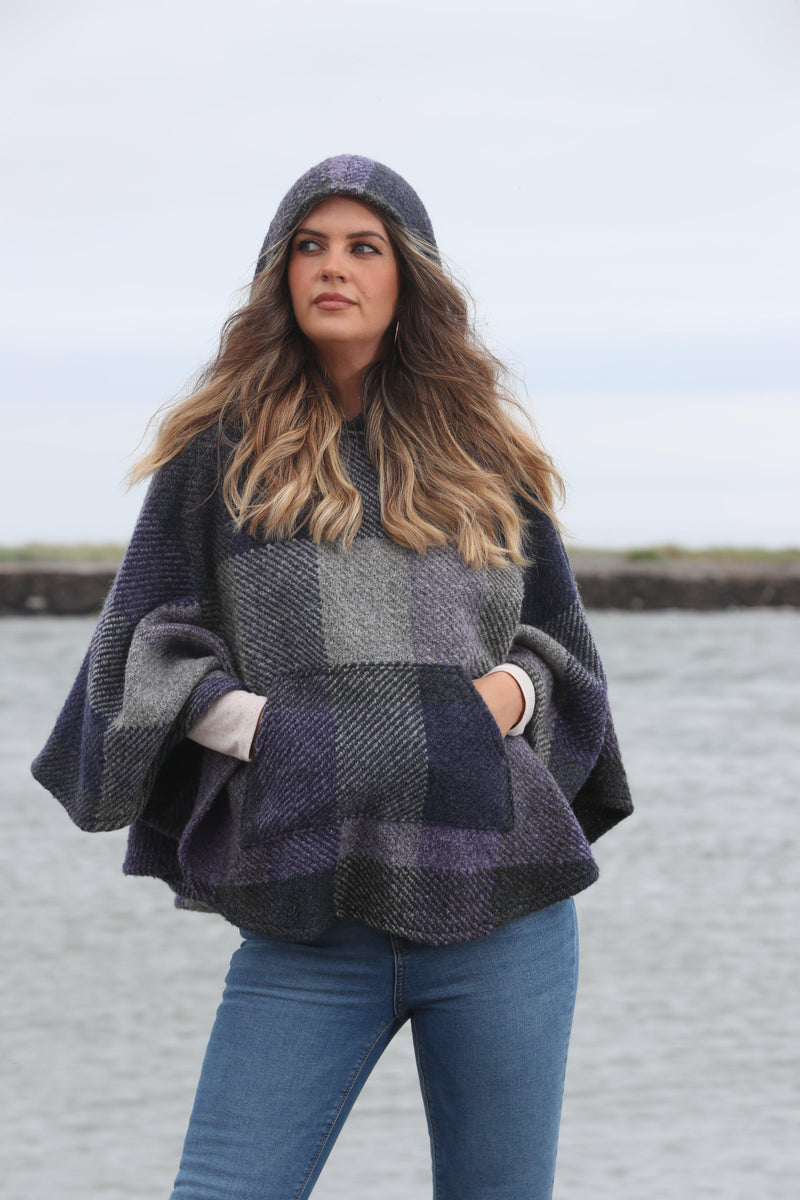 Hoodie Poncho Kildare Multi Indigo